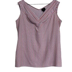 Worthington Sleeveless Top - Size Medium - Coral and Tan Pattern